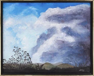 1990s "Purple Clouds Rolling Over the Hills" Landscape Oil Painting by Jaclyn Housman, Framed