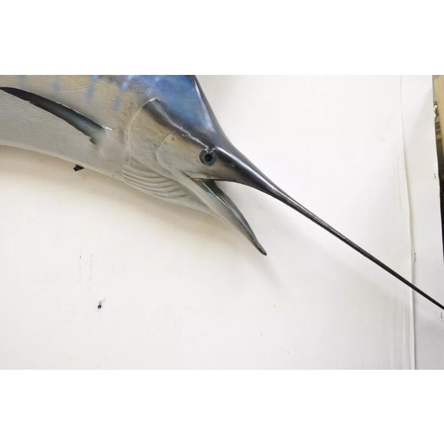 Wood Large Vintage Taxidermy Replica Blue Marlin Sailfish Wall Mount For Sale - Image 7 of 12