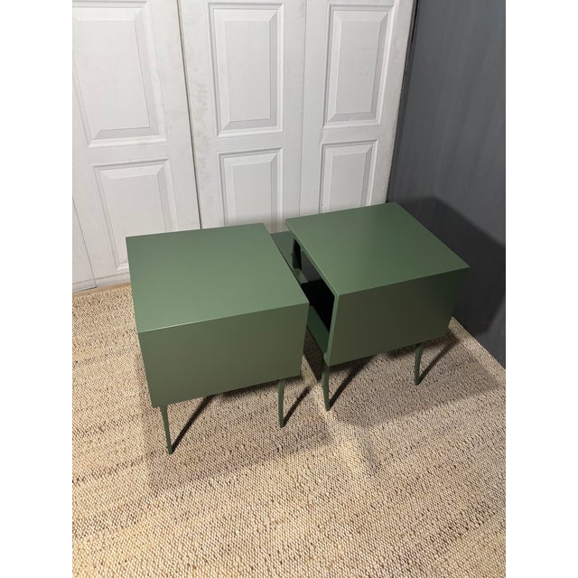 1960s Pair of MCM Two Tiered Side Table With Drawer For Sale - Image 11 of 15