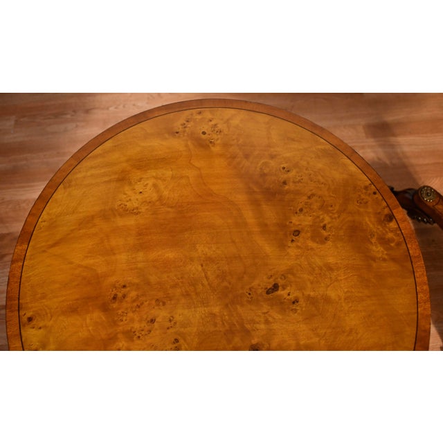 Pair of 1930s English Regency Style Burl Maple Accent Tables Side Tables For Sale - Image 15 of 16