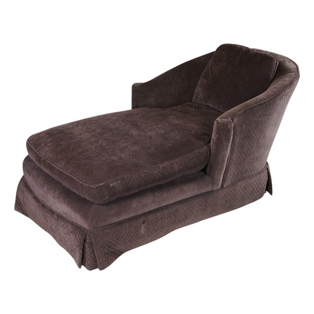 Late 20th Century Edwards Furniture Inc Modern Suede Chaise Lounge Quilted Dark Burgundy Brown For Sale