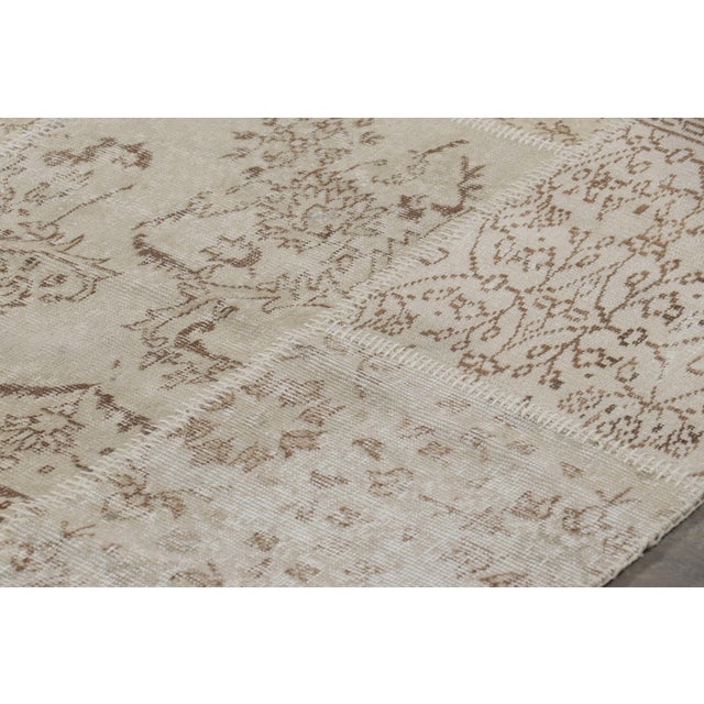 Rug & Kilim Vintage Patchwork Rug in Beige-Brown With Floral Patterns | Rug & Kilim For Sale - Image 4 of 8