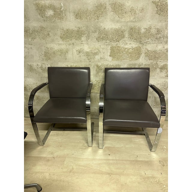 BRNO Armchairs by Ludwig Mies Van Der Rohe for Knoll Inc., 1990s, Set of 2 For Sale - Image 6 of 12