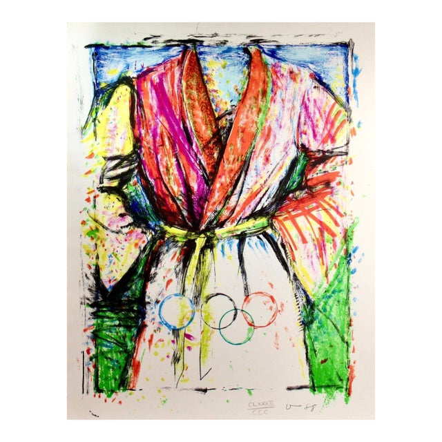 Jim Dine "Olympic Robe" Large Colors Lithograph 1988 Original Print For Sale