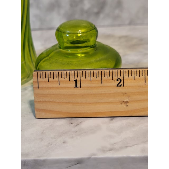 Green Vintage Green Glass Apothecary Jar With Optic Swirl For Sale - Image 8 of 13