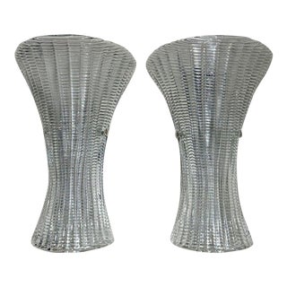 Pair of Modern Clear Glass Textured Murano Glass Sconces For Sale