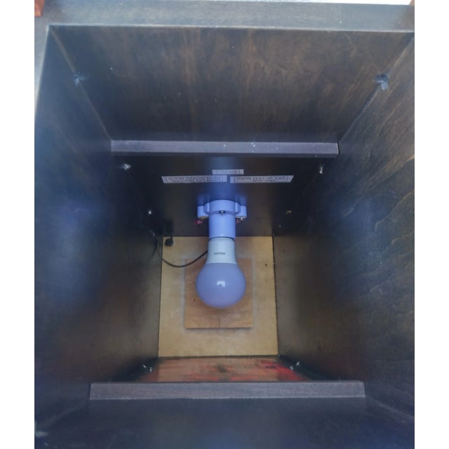 Brown Vintage Mid Century Modern Wood Two Tone Rectangular Shaped Desk Light Box Table Lamp For Sale - Image 8 of 9