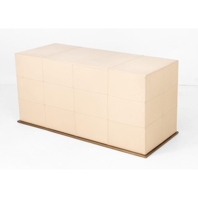 Cream Promemoria Cream Leather Covered Writing Desk For Sale - Image 8 of 9