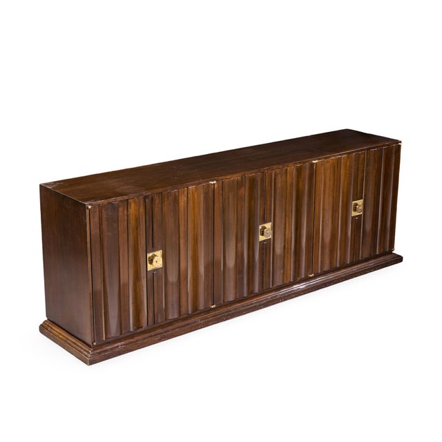 Tommi Parzinger for Parzinger Originals Mid Century Walnut and Brass Credenza For Sale - Image 10 of 10