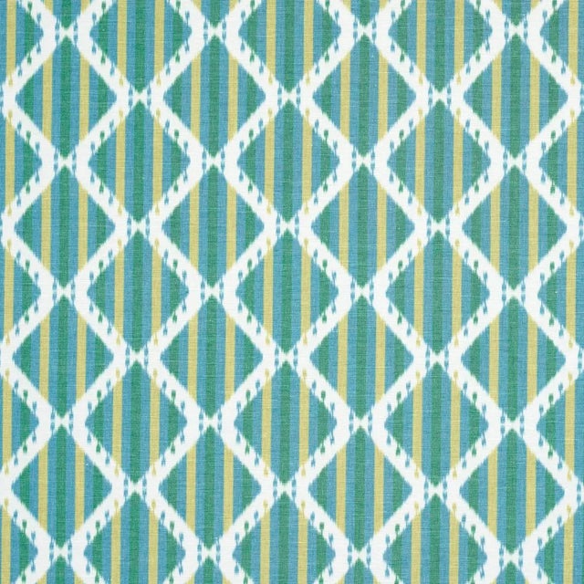 Contemporary SAMPLE - Schumacher Kai Striped Ikat Fabric In Green For Sale - Image 3 of 4