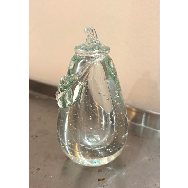 Mid-Century Modern Glass Pear Paper Weight For Sale - Image 3 of 4