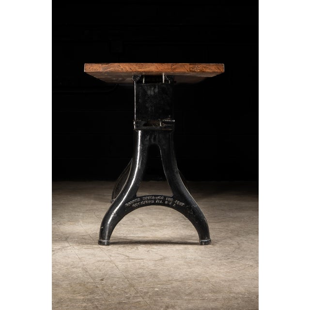 Wood Industrial Table on Antique Cast Iron Base For Sale - Image 7 of 15