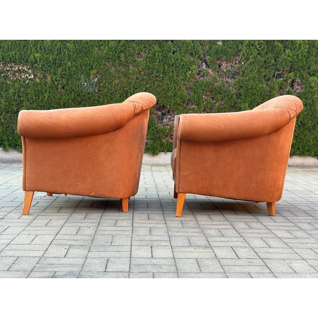 1990s Leather Chairs and Ottoman from Andrea Natuzzi, 1995, Set of 3 For Sale - Image 5 of 15