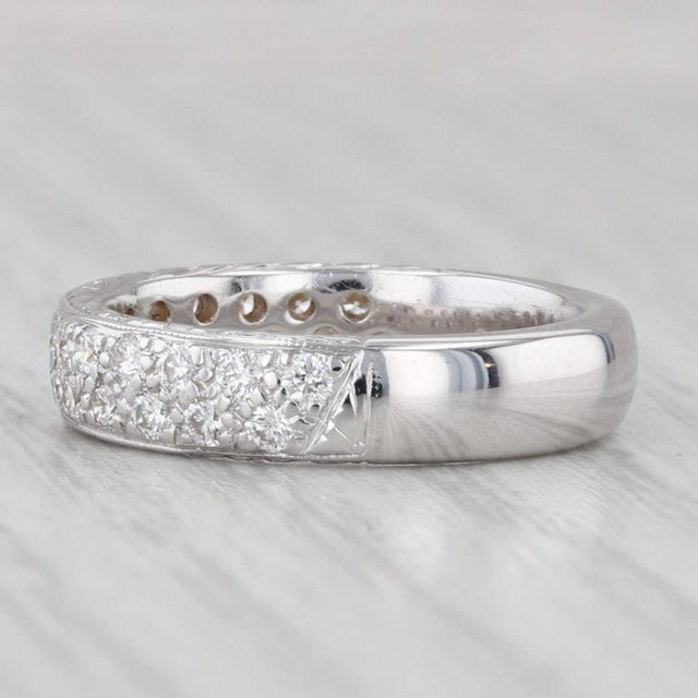 0.56ctw Diamond Wedding Anniversary Ring 18k White Gold Size 6 Band For Sale In Greensboro - Image 6 of 8