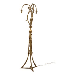 Vintage Bronze Art Nouveau Floor Lamp For Sale