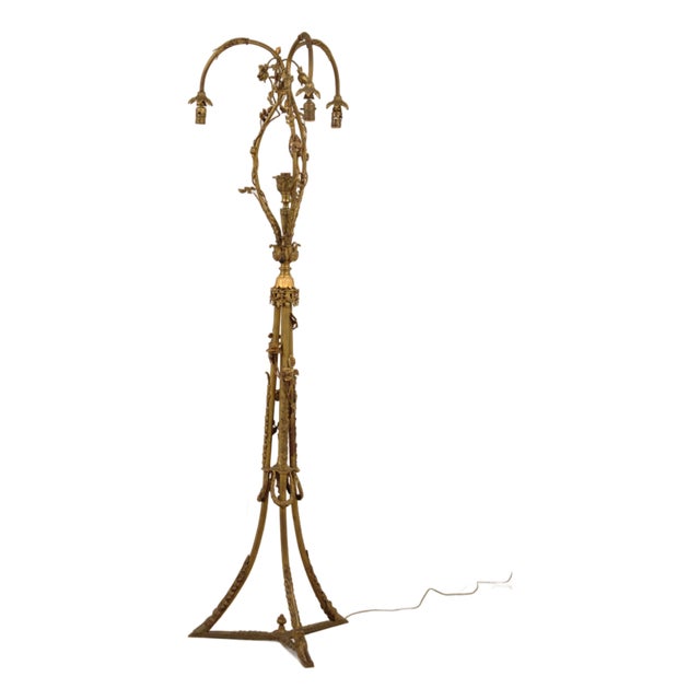 Vintage Bronze Art Nouveau Floor Lamp For Sale