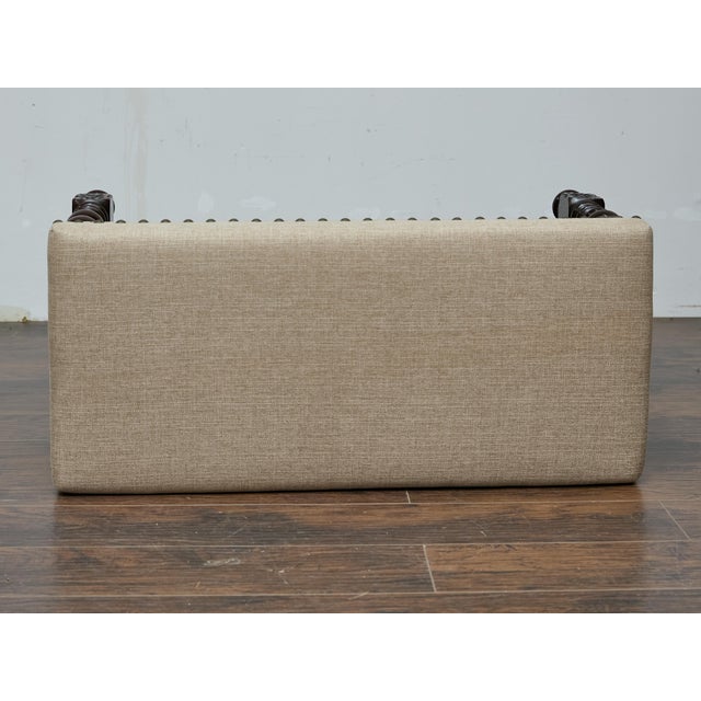 English Barley Twist Bench With Upholstered Seat, Circa 1900 For Sale - Image 14 of 18