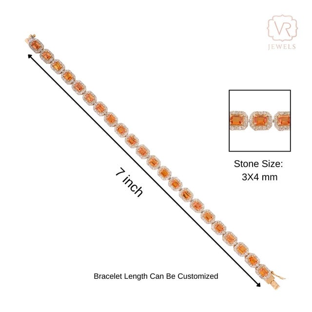 5.53Ct Yellow Sapphire & 2.22Ct Diamond Halo Contemporary Bracelet in 14k Yellow Gold For Sale - Image 9 of 12