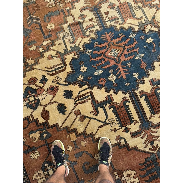 Antique Bakshayesh Artistic TRIBAL Amber hues True Gem Rug 9.6 x 13.7 For Sale - Image 9 of 12