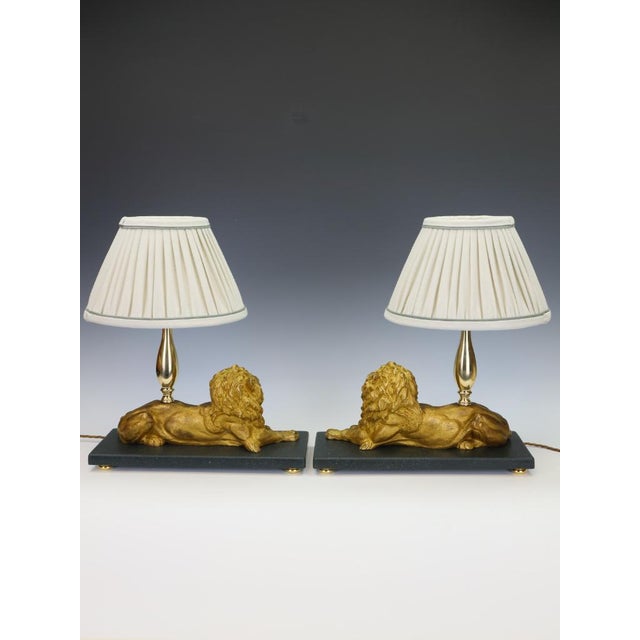 Gilt Bronze Lion Table Lamps attributed to Henri Picard, Paris, 1860s, Set of 2 For Sale - Image 6 of 18