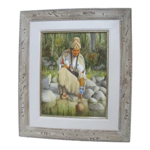 Roger Cooke Pacific Nw Signed Framed Native American Oil Painting River Woman
