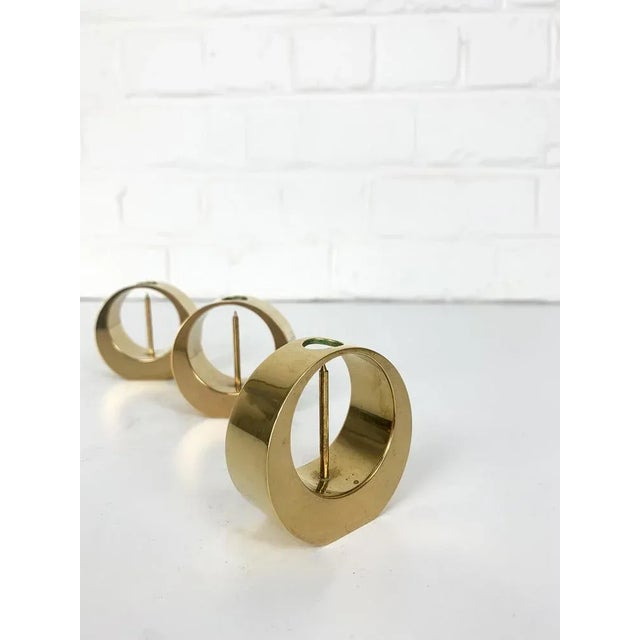 1970s Mid-Century Scandinavian Candleholders in Brass by Arthur Pe, Kolbäck, Sweden, 1950s, Set of 3 For Sale - Image 5 of 11