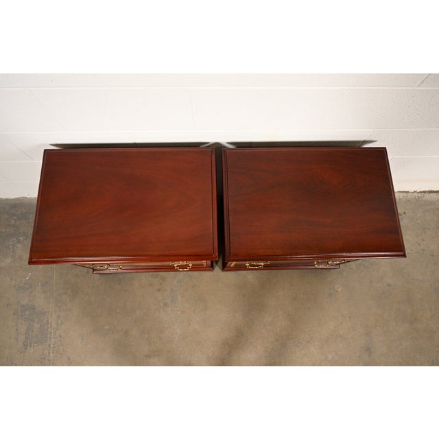 Baker Furniture Georgian Banded Mahogany Bedside Chests, Pair For Sale - Image 13 of 17