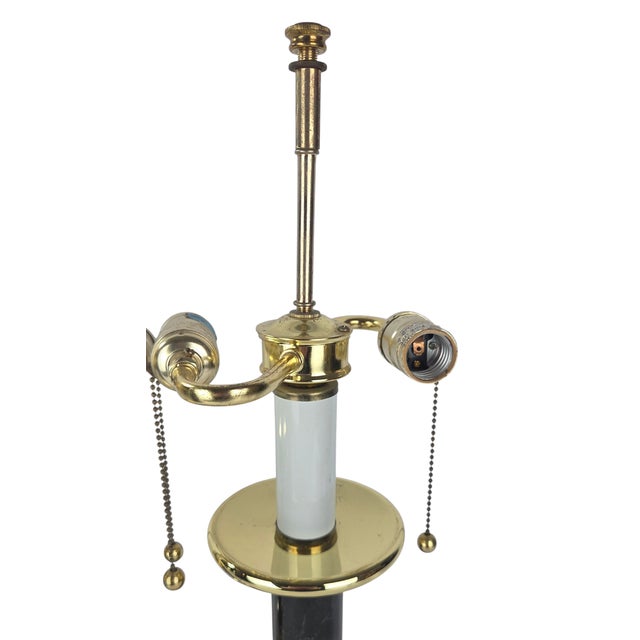 1980s 1980s Brass & Black Marble Neoclassical Column Table Lamps, a Pair For Sale - Image 5 of 14