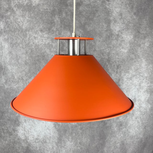 Mid-Century Modern Vintage Orange Hanging Lamps from Nordisk Solar, 1980s, Set of 2 For Sale - Image 3 of 11
