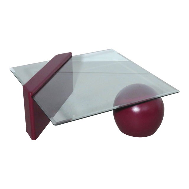 Post Modern Shapes and Glass Coffee Table - 1980's For Sale