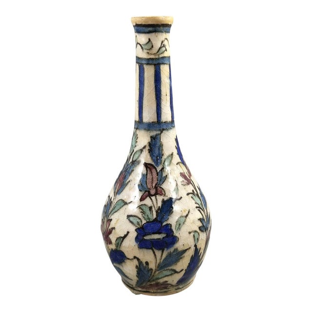 Large Qajar Stonepaste Bottle Vase with Portrait Decoration, 1850 For Sale - Image 4 of 10