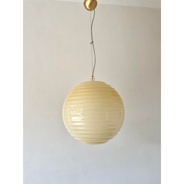 1990s Vintage Modulo S40 Amber Murano Ceiling Lamp by Toso - Massari for Leucos, 1990s For Sale - Image 5 of 16