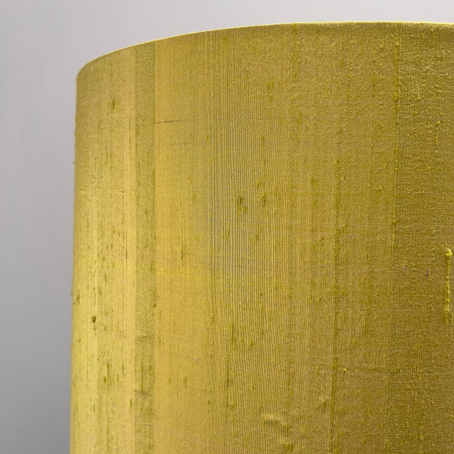 Minimalist Floor Lamp with Yellow Shade in Dupioni Silk by Florian Schulz, Germany, 1970s For Sale - Image 12 of 13