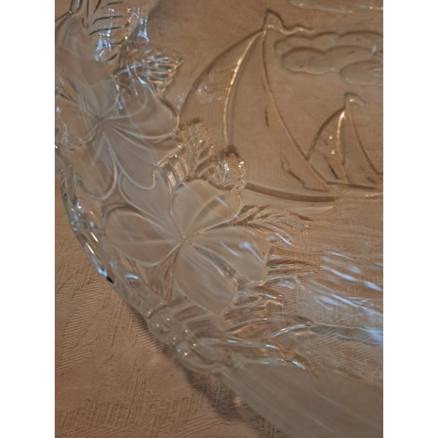 "Sailboats and Palm Trees" Etched Glass Platter For Sale - Image 11 of 12