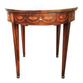 Late 20th Century Round Baker Furniture Company Inlaid Mahogany Accent Table For Sale