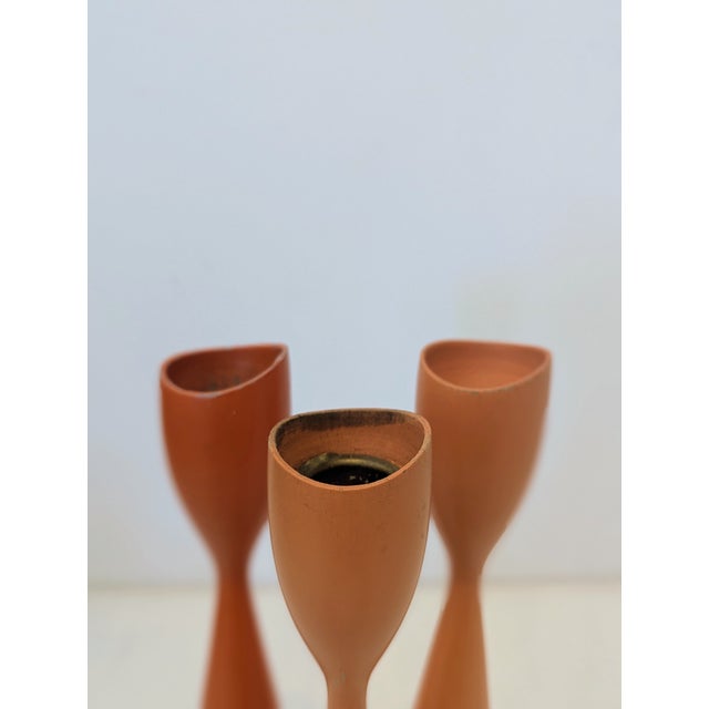 1960s Danish Modern Wood Candlesticks Set of 3 For Sale - Image 5 of 7
