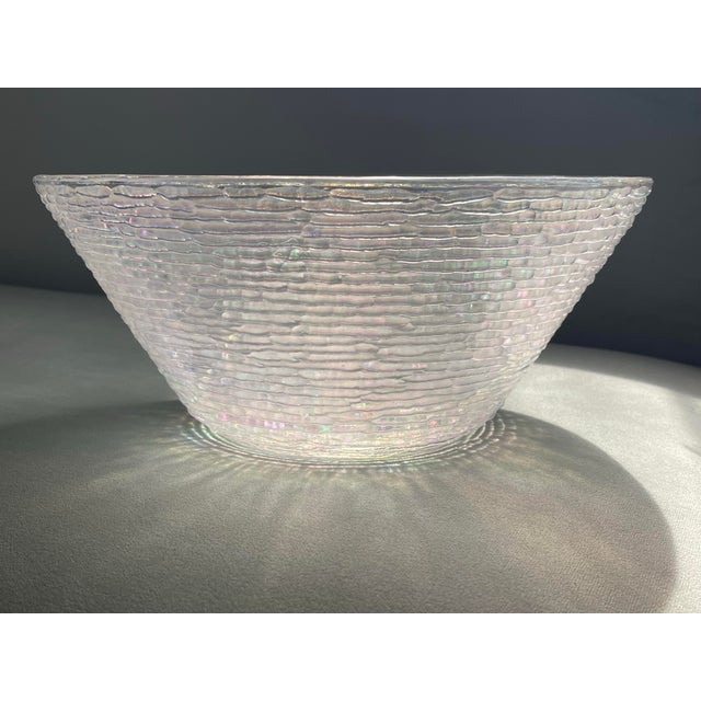 Glass Mid 20th Century Multicolored Iridescent Glass Bowl For Sale - Image 7 of 8