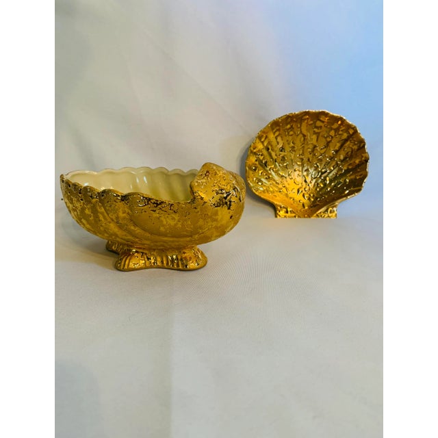 1970s 22kt Gold Leaf Shell Motif Bowls - Set of 2 For Sale - Image 13 of 13