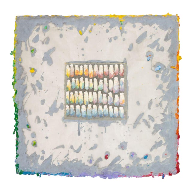 Elfi Schuselka Rainbow Grid Mixed Media Sculpture For Sale