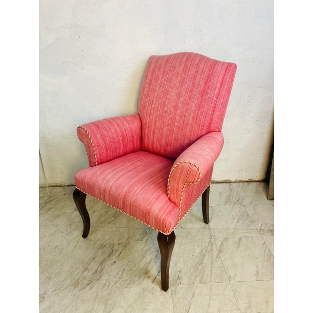 Palm Beach Style Pink and Green Newly Upholstered Chair For Sale - Image 10 of 12