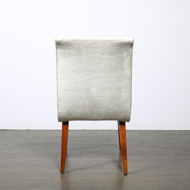 Art Deco Button-Back Velvet & Walnut Chair by Russel Wright for Conant Ball For Sale - Image 10 of 12