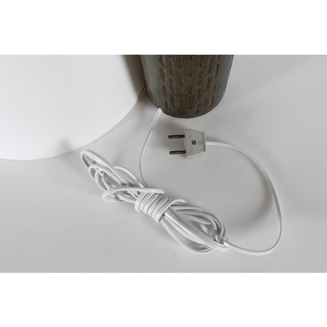Danish Forest Green Ceramic Table Lamp from Palshus, 1960s For Sale - Image 9 of 11