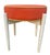 Low chair - stool in the design style of the 1960s and 1970s. Structure made of white lacquered wood, seat with a round...