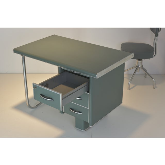 Steeltube Desk with Desk Chair from Nori, France, 1958, Set of 2 For Sale - Image 10 of 18