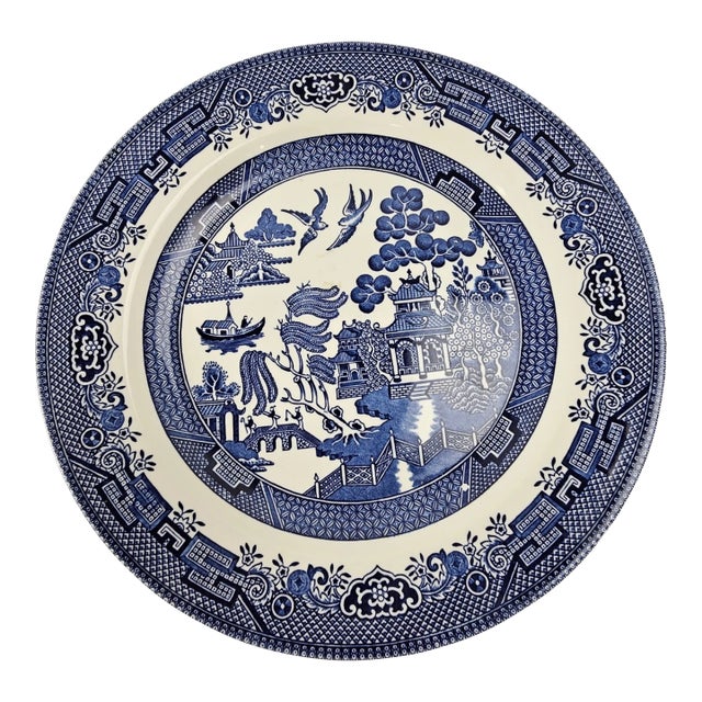 Churchill Blue Willow Porcelain Dinner Plate | Chairish