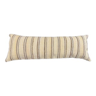 Turkish Hemp Pillow Cushion Natural Beige Brown Cushion Cover 14"x40" For Sale