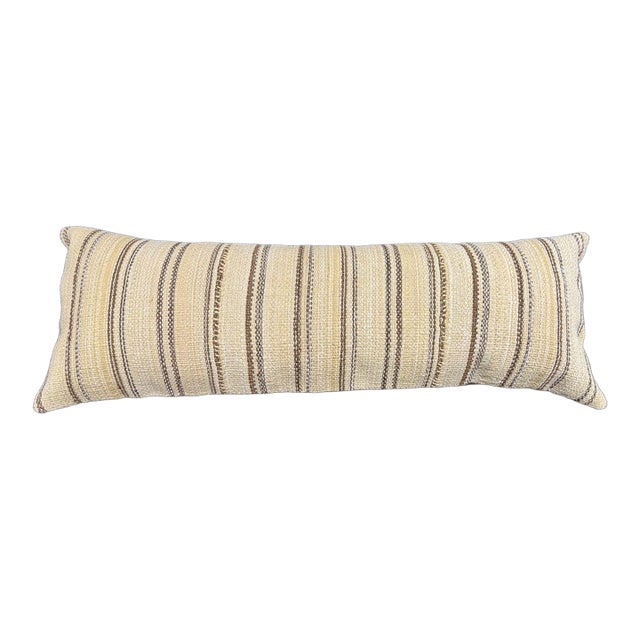 Turkish Hemp Pillow Cushion Natural Beige Brown Cushion Cover 14"x40" For Sale