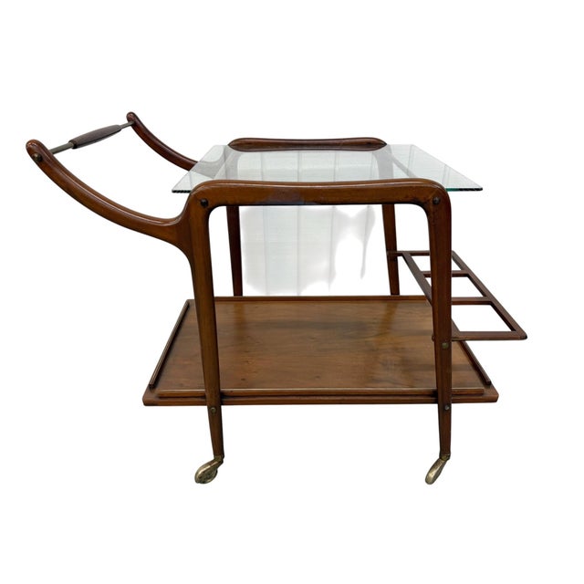 Mid-Century Modern Mid-Century Italian Modern Walnut Serving Cart For Sale - Image 3 of 8