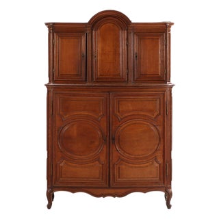 French Provincial Two-Piece Oak Cabinet, C 1880 For Sale
