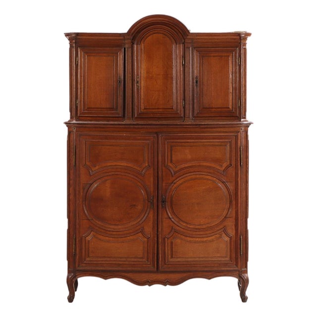French Provincial Two-Piece Oak Cabinet, C 1880 For Sale